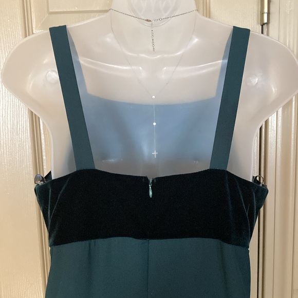 EUC Vintage Rhapsody Emerald Green Velvet Chiffon Square Neck Maxi Dress - Picture 7 of 9